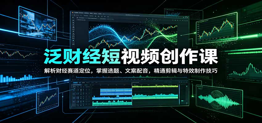 泛财经短视频创作课：解析财经赛道定位，掌握选题、文案配音，精通剪辑与特效制作技巧-52项目站