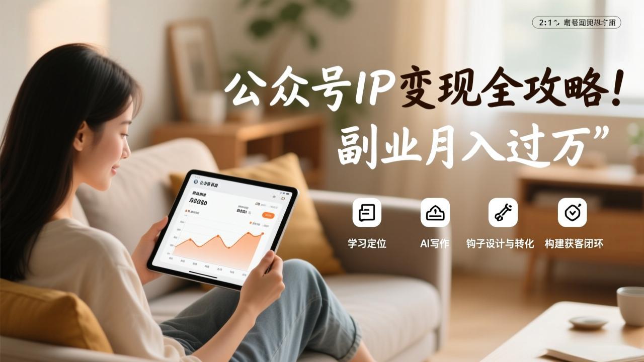 公众号IP变现全攻略，学习定位、AI写作、钩子设计与转化，构建获客闭环，副业月入过万-52项目站
