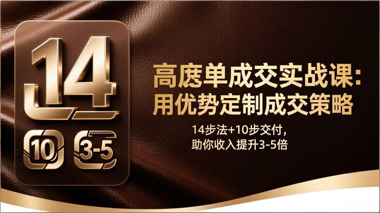 高客单成交实战课：用优势定制成交策略，14步法+10步交付，助你收入提升3-5倍-52项目站