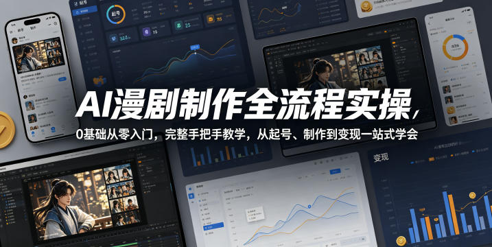 AI漫剧制作全流程实操，0基础从零入门，完整手把手教学，从起号、制作到变现一站式学会-52项目站