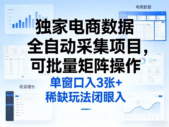 独家电商数据全自动采集项目，可批量矩阵操作，单窗口日入3张+，稀缺玩法闭眼入【揭秘】-52项目站
