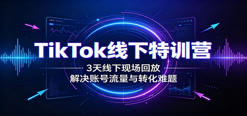 TikTok线下特训营:3天线下现场回放,解决账号流量与转化难题-52项目站