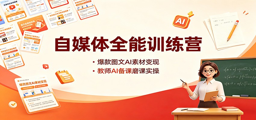 自媒体全能训练营：爆款图文AI素材变现，教师AI备课磨课实操-52项目站