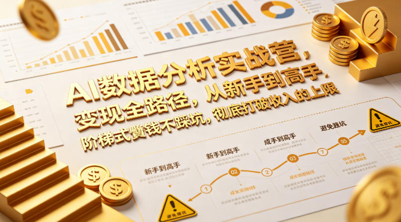 AI数据分析实战营，变现全路径，从新手到高手，阶梯式賺钱不踩坑，彻底打破收入的上限-52项目站