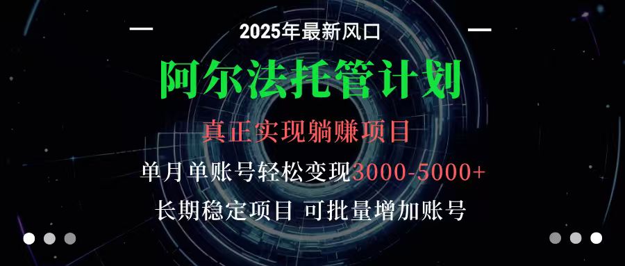 阿尔法托管计划 单账号月入3000-5000，长期稳定项目，新手小白轻松上手-52项目站