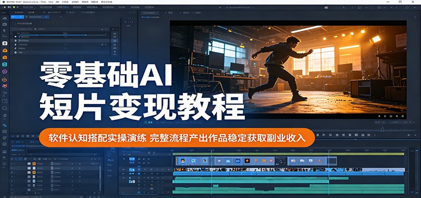 零基础AI短片变现教程:软件认知搭配实操演练,完整流程产出作品稳定获取副业收入-52项目站