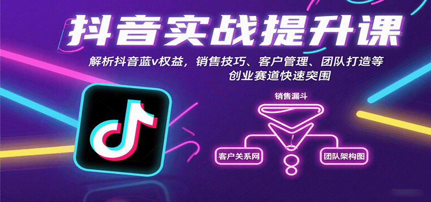 抖音实战提升课：解析抖音蓝v权益，销售技巧、客户管理、团队打造等创业赛道快速突围-52项目站