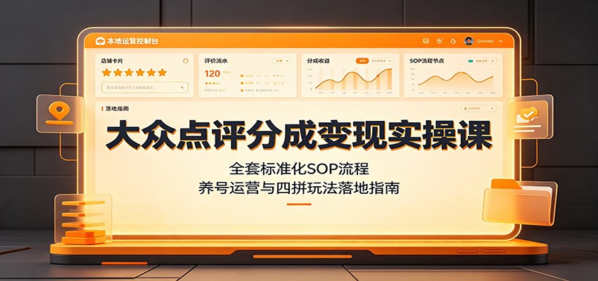 大众点评分成变现实操课：全套标准化SOP流程，养号运营与四拼玩法落地指南-52项目站