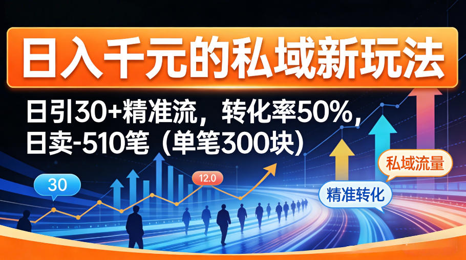 日入千米的私域新玩法：日引30＋精准流，转化率50%，日卖5-10笔(单笔300米)-52项目站