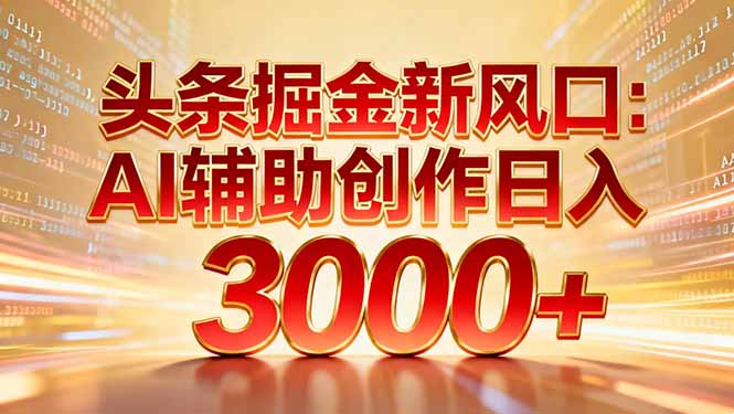头条掘金新风口：AI辅助创作日入3000+，矩阵玩法当天启动隔天见效-52项目站