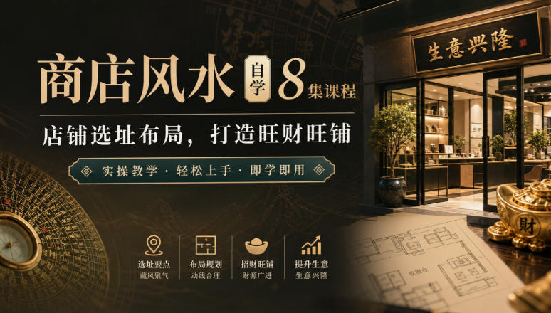 商店风水自学8集课程｜店铺选址布局，打造旺财旺铺实操教学-52项目站