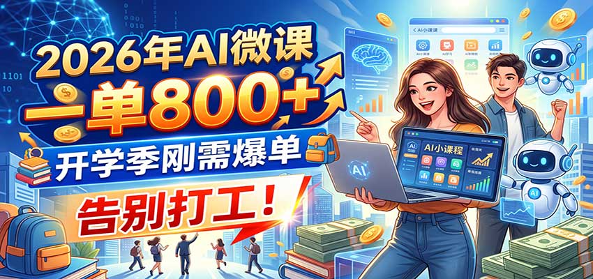 2026年AI微课,一单800+,开学季刚需爆单,告别打工!-52项目站