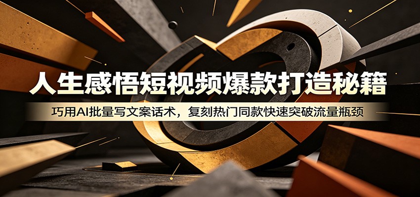 人生感悟短视频爆款打造秘籍:巧用A 批量写文案话术,复刻热门同款快速突破流量瓶颈-52项目站
