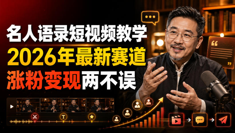 名人语录短视频教学，2026年最新赛道，涨粉变现两不误-52项目站