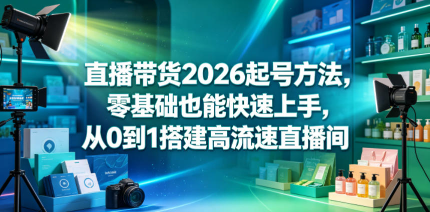直播带货2026起号方法,零基础也能快速上手,从0到1搭建高流速直播间-52项目站