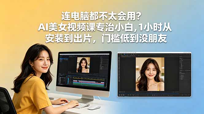 连电脑都不太会用?AI美女视频课专治小白,1小时从安装到出片,门槛低到没朋友-52项目站