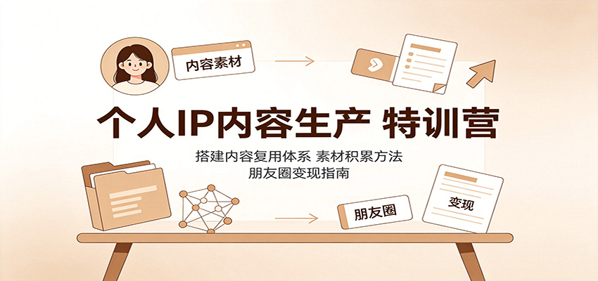 个人IP内容生产特训营：搭建内容复用体系，素材积累方法，朋友圈变现指南-52项目站