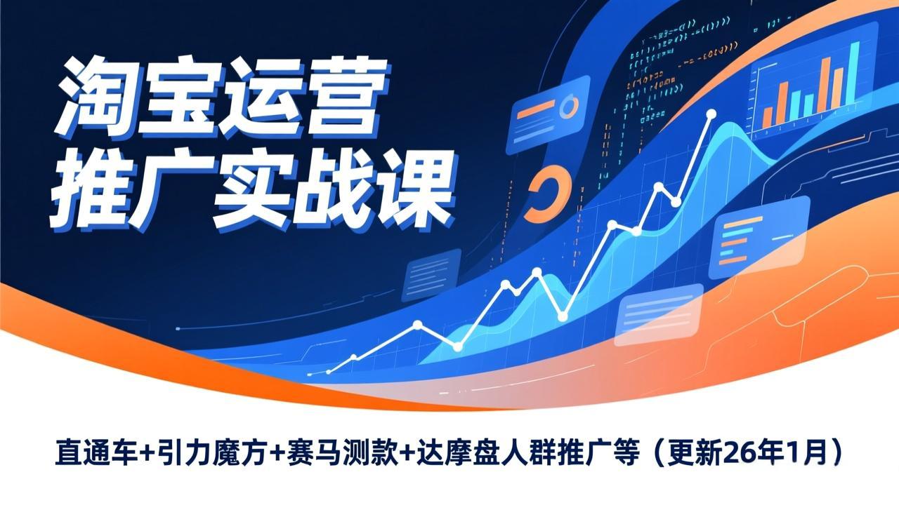 淘宝运营推广实战课，直通车+引力魔方+赛马测款+达摩盘人群推广等(更新26年1月-52项目站