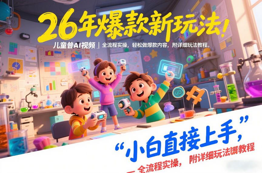 26年爆款新玩法，儿童科普AI视频，全流程实操，轻松做爆款内容，小白直接上手，附详细玩法教程-52项目站