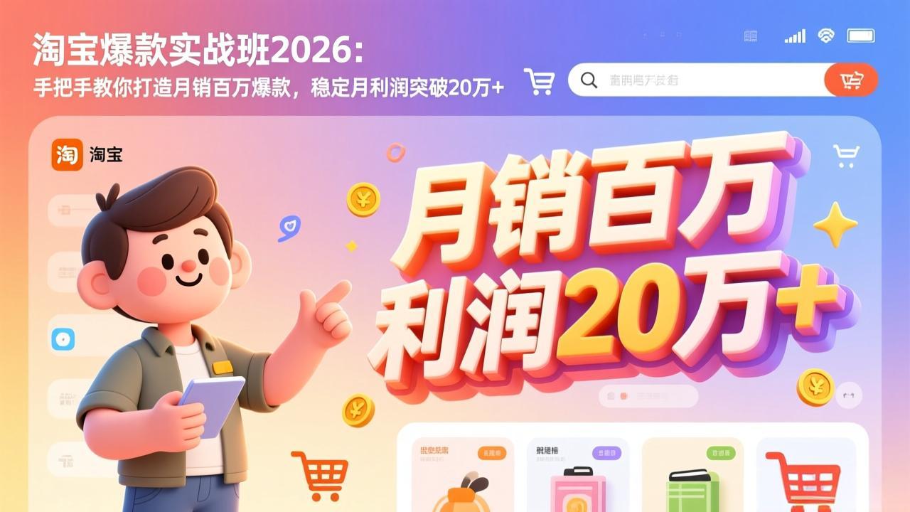 淘宝爆款实战班2026：手把手教你打造月销百万爆款，稳定月利润突破20万+-52项目站