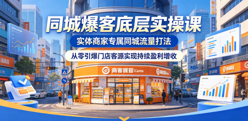 同城爆客底层实操课,实体商家专属同城流量打法,从零引爆门店客源实现持续盈利增收-52项目站