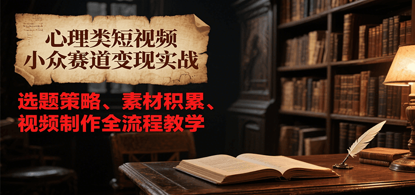心理类短视频小众赛道变现实战，选题策略、素材积累、视频制作全流程教学-52项目站