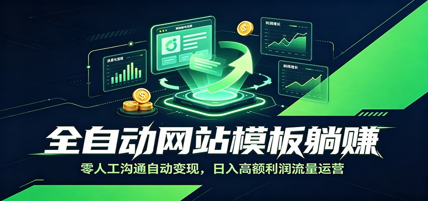 全自动网站模板躺赚：零人工沟通自动变现，日入高额利润流量运营-52项目站