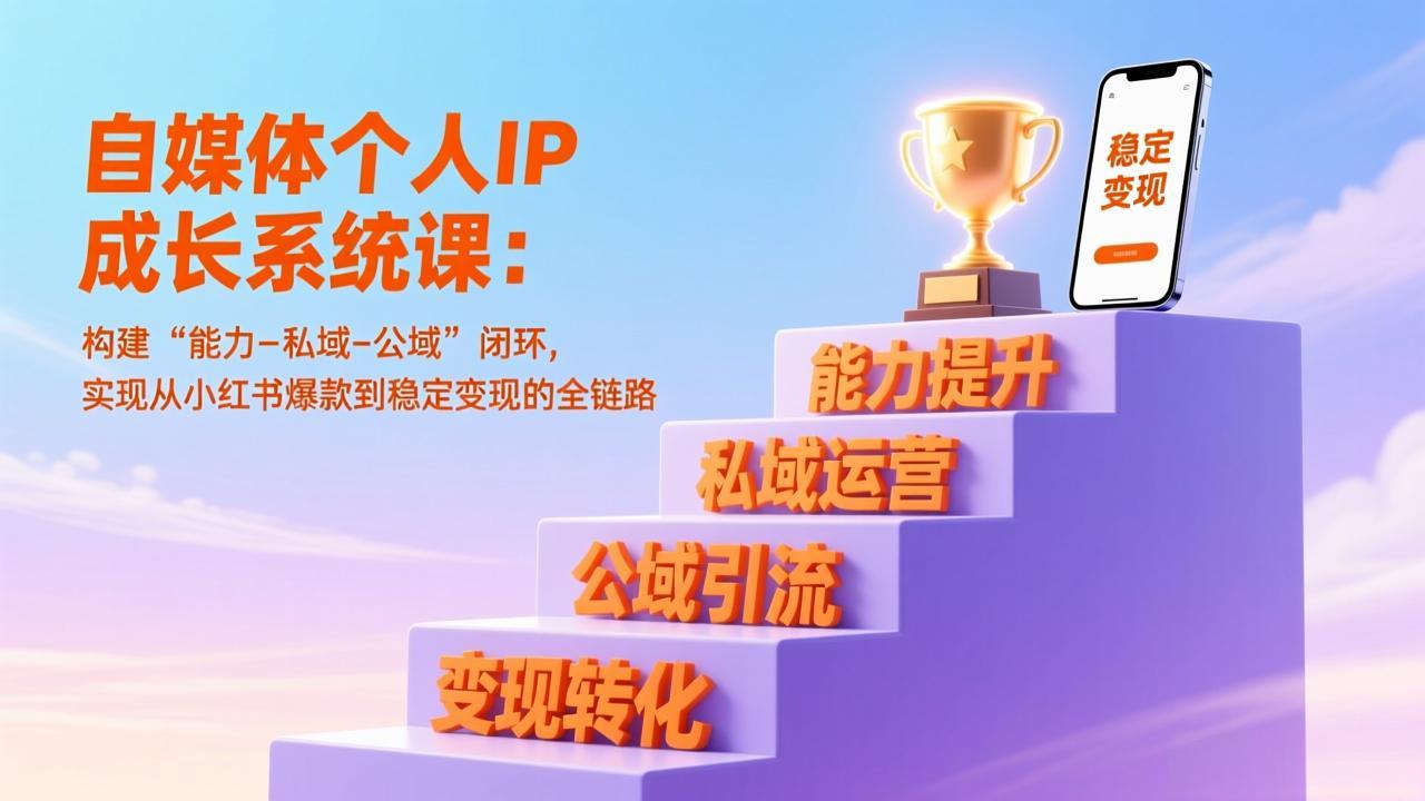 自媒体个人IP成长系统课：构建“能力-私域-公域”闭环，实现从小红书爆款到稳定变现的全链路-52项目站