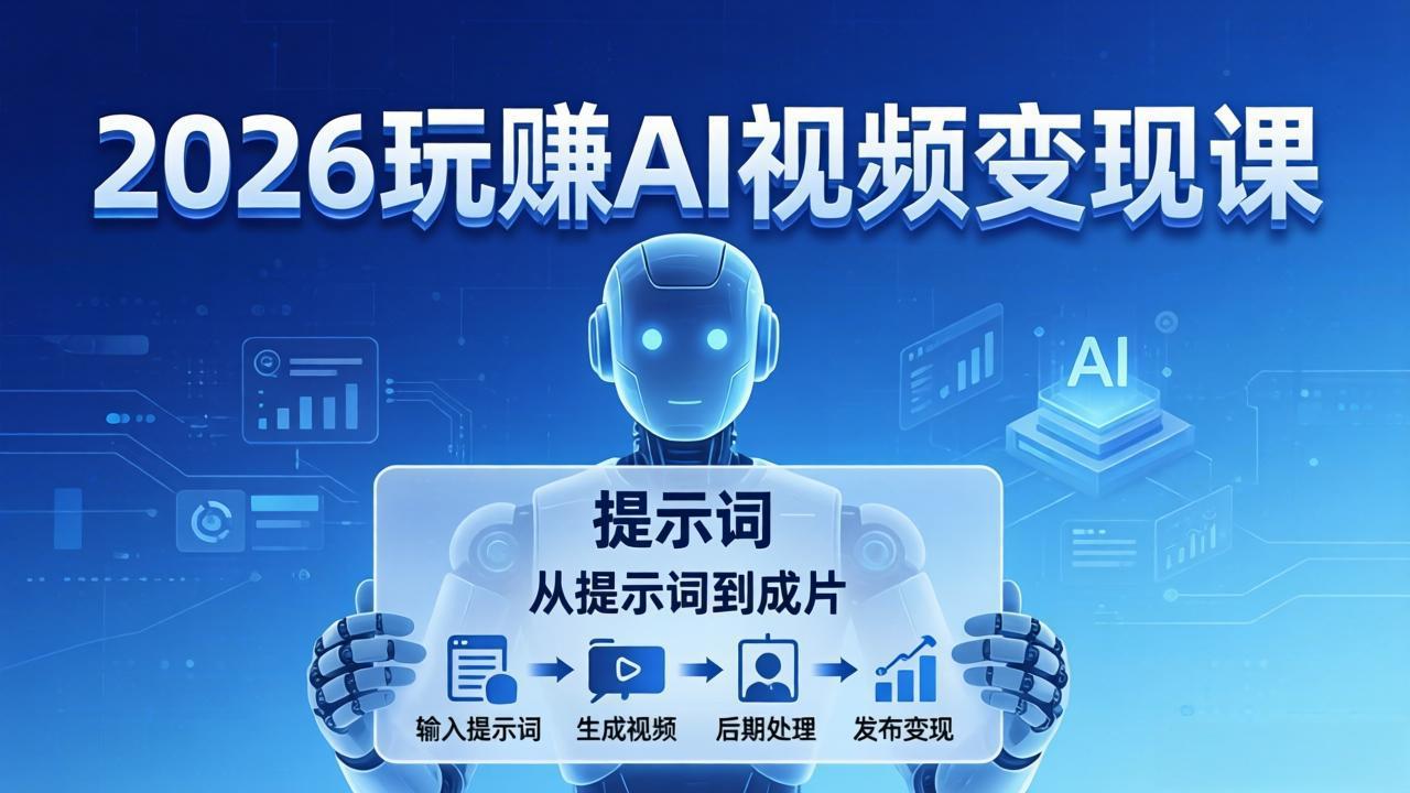 2026玩赚AI视频变现课：掌握 AI 视频全流程技能，从提示词到成片高效产出-52项目站