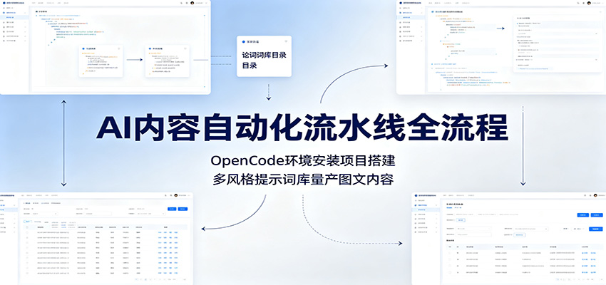 AI内容自动化流水线全流程：OpenCode环境安装项目搭建，多风格提示词库量产图文内容-52项目站