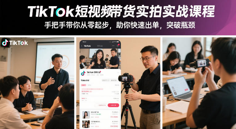 TikTok短视频带货实拍实战课程，手把手带你从零起步，助你快速出单，突破瓶颈-52项目站