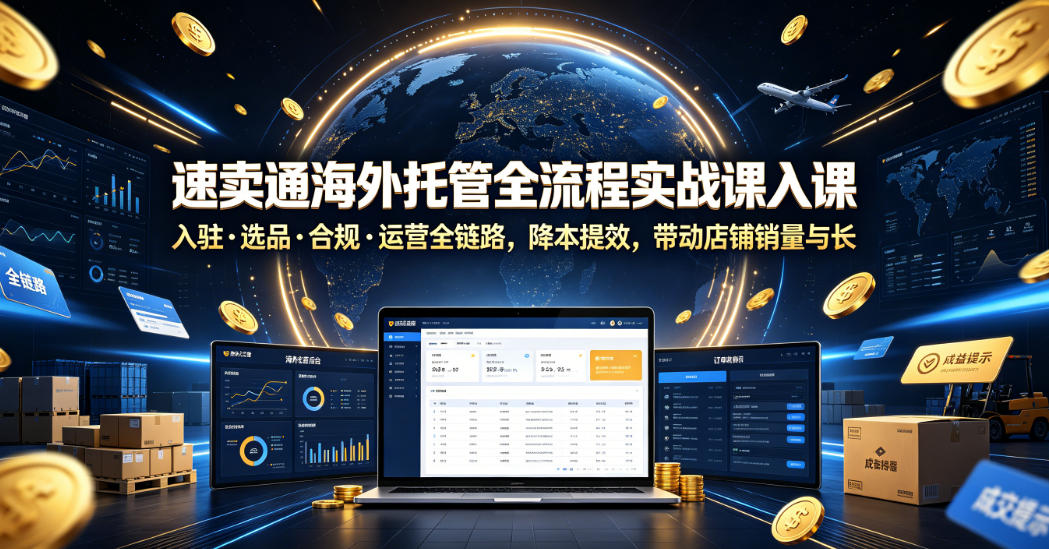速卖通海外托管全流程实战课入驻・选品・合规・运营全链路，降本提效，带动店铺销量与收益增长-52项目站