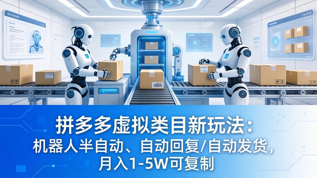 拼多多虚拟类目新玩法：机器人半自动、自动回复 /自动发货，月入 1-5W 可复制-52项目站
