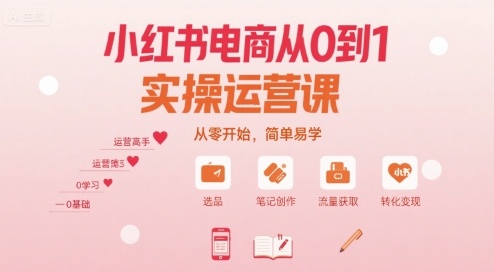 小红书电商从0到1实操运营课，从零开始，简单易学-52项目站
