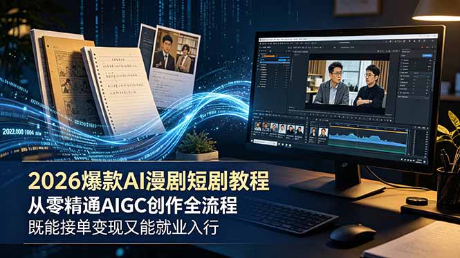 2026 爆款 AI 漫剧短剧教程 从零精通 AIGC 创作全流程 既能接单变现又能就业入行-52项目站