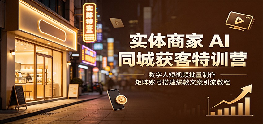 实体商家AI同城获客特训营：数字人短视频批量制作，矩阵账号搭建爆款文案引流教程-52项目站