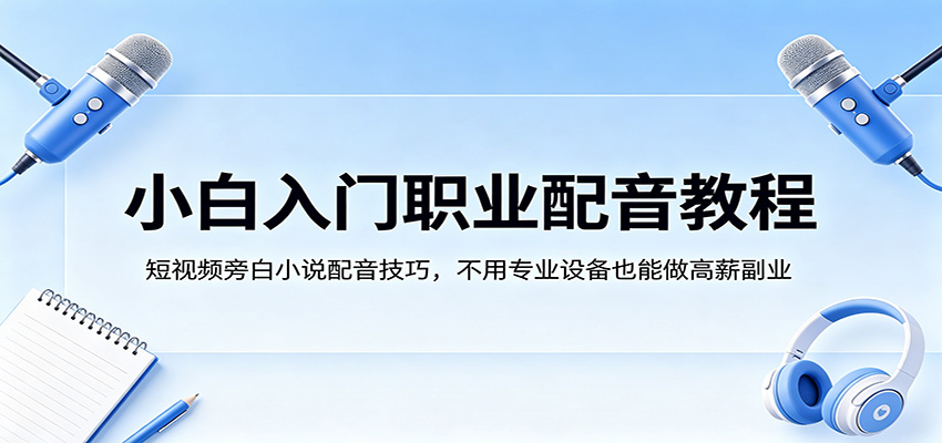 小白入门职业配音教程，短视频旁白小说配音技巧，不用专业设备也能做高薪副业-52项目站