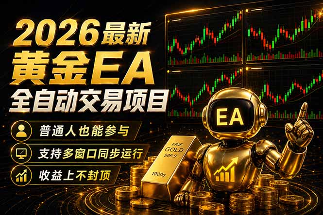 最新黄金EA量化赛道，全程自动执行，多窗口操作直接放大结果-52项目站