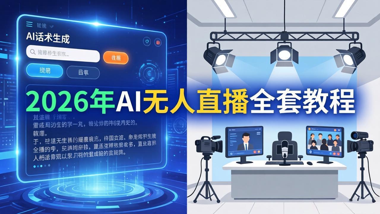 2026年AI无人直播全套教程:OBS安装+软件配置+直播间搭建+话术生成+一键开播实操-52项目站