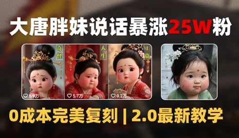 AI大唐胖贵妃说话2.0,40条视频暴涨40w粉,附独家变现攻略-52项目站