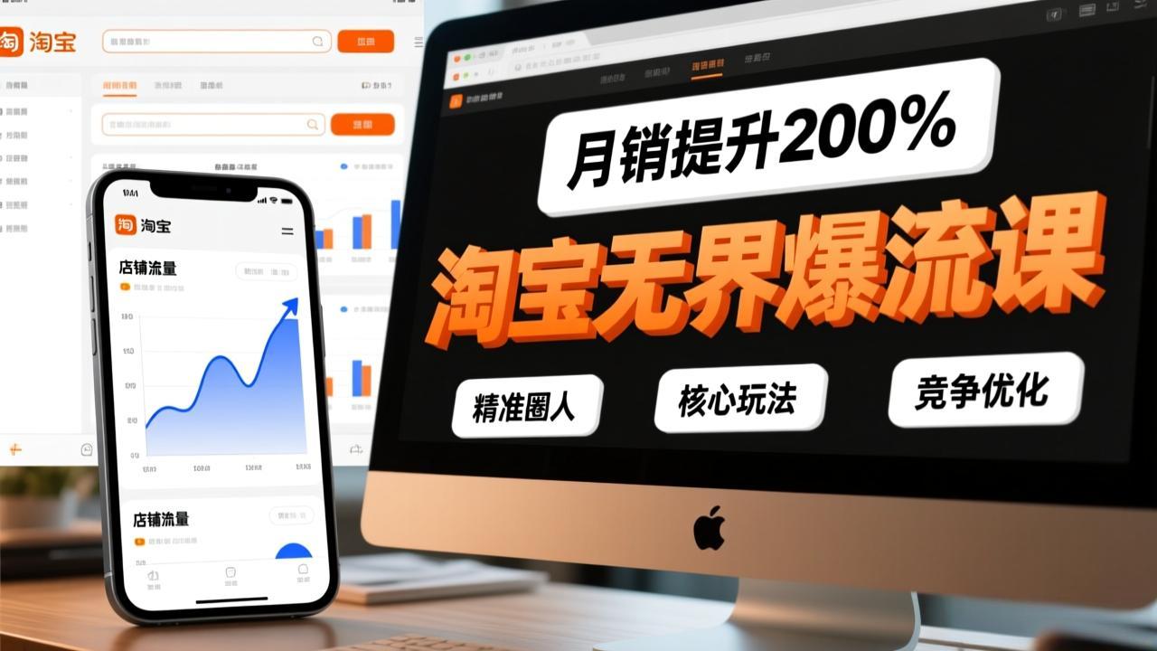 淘宝无界爆流课，精准圈人、核心玩法、竞争优化，快速引爆店铺流量，月销提升200%-52项目站