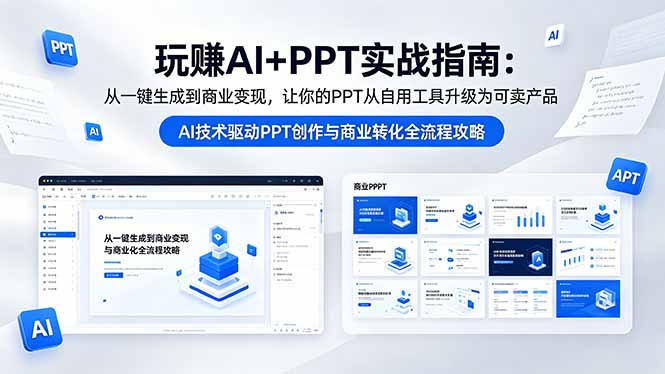 玩赚AI+PPT实战指南-更新5月13：从一键生成到商业变现，让你的PPT从自用工具升级为可卖产品-52项目站