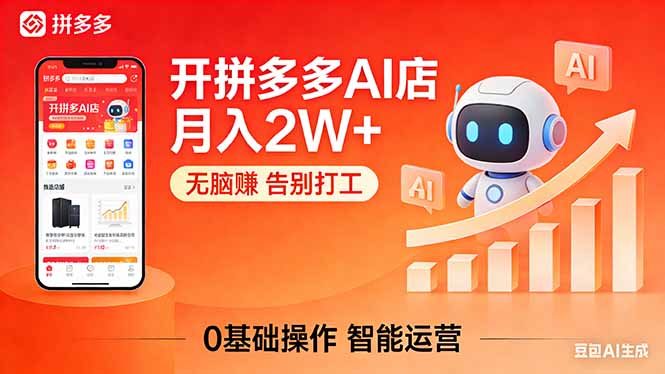 开一家拼多多AI店，月入2W+，无脑赚，告别打工，附SOP手册-52项目站