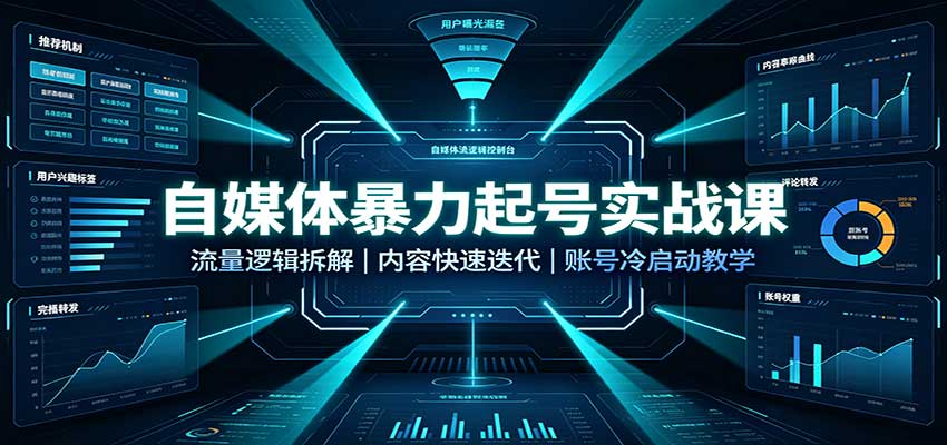 自媒体暴力起号实战课：流量逻辑拆解，内容快速迭代，账号冷启动教学-52项目站