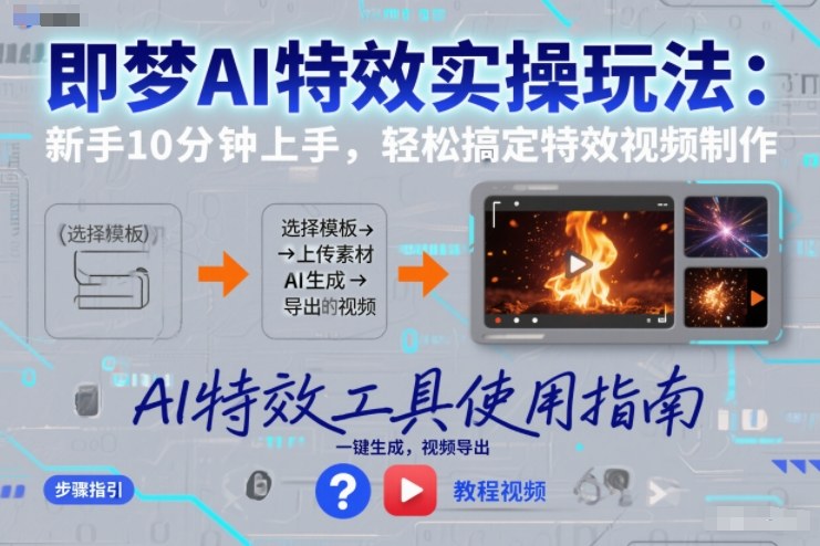 即梦AI特效实操玩法：新手10分钟上手，轻松搞定特效视频制作-52项目站