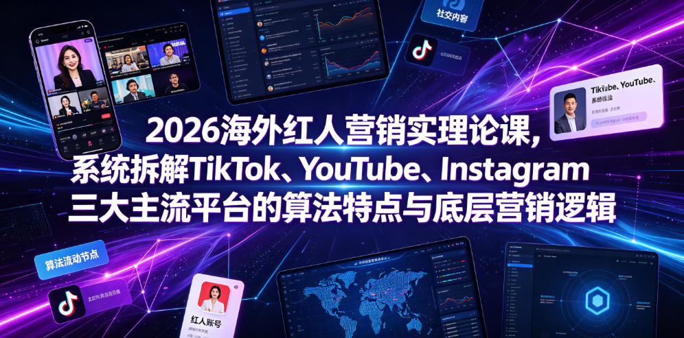 2026海外红人营销实理论课，系统拆解TikTok、YouTube、Instagram三大主流平台的算法特点与底层营销逻辑-52项目站
