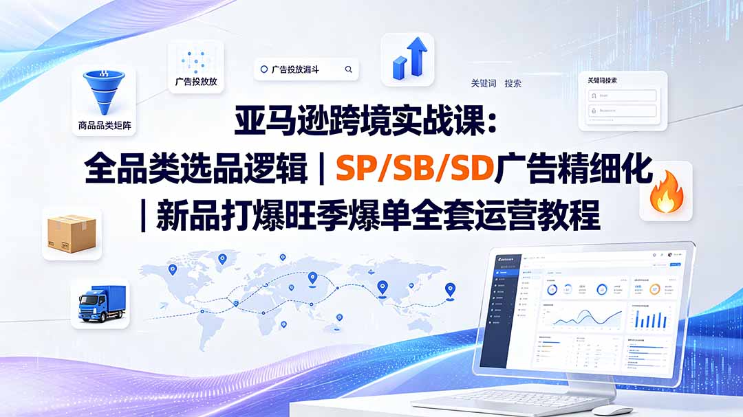 亚马逊跨境实战课-更新8月：全品类选品逻辑｜SP/SB/SD广告精细化｜新品打爆旺季爆单全套运营教程-52项目站