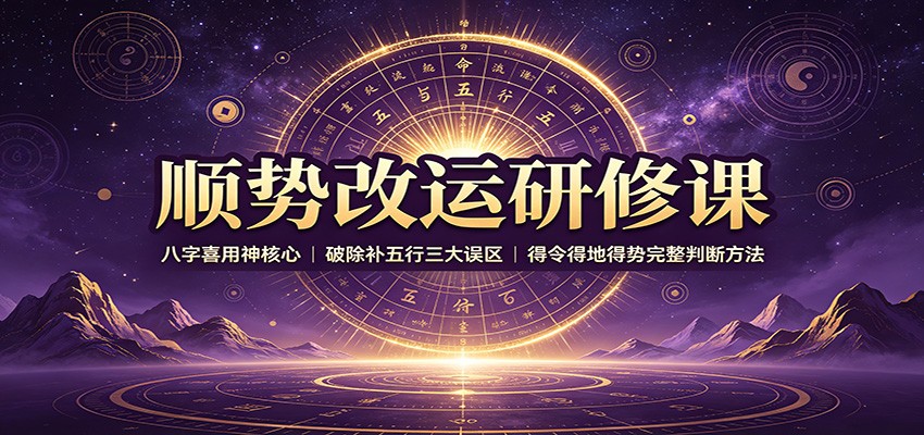 顺势改运研修课：八字喜用神核心，破除补五行三大误区，得令得地得势完整判断方法-52项目站