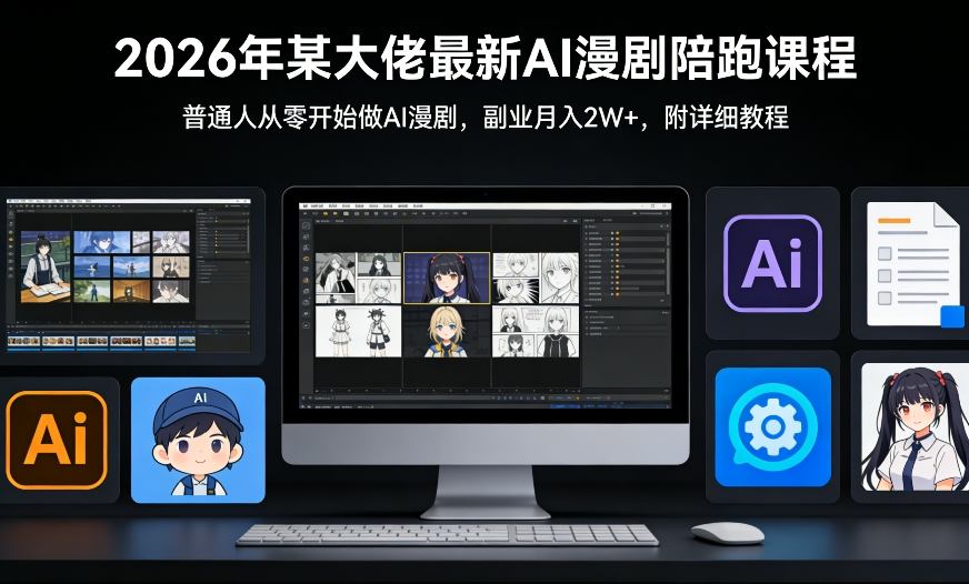 26年某大佬最新Ai漫剧陪跑课程，普通人从零开始做AI漫剧，副业月入2W+-52项目站