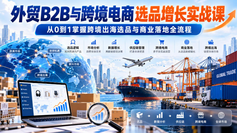 外贸B2B与跨境电商选品增长实战课，从0到1掌握跨境出海选品与商业落地全流程-52项目站